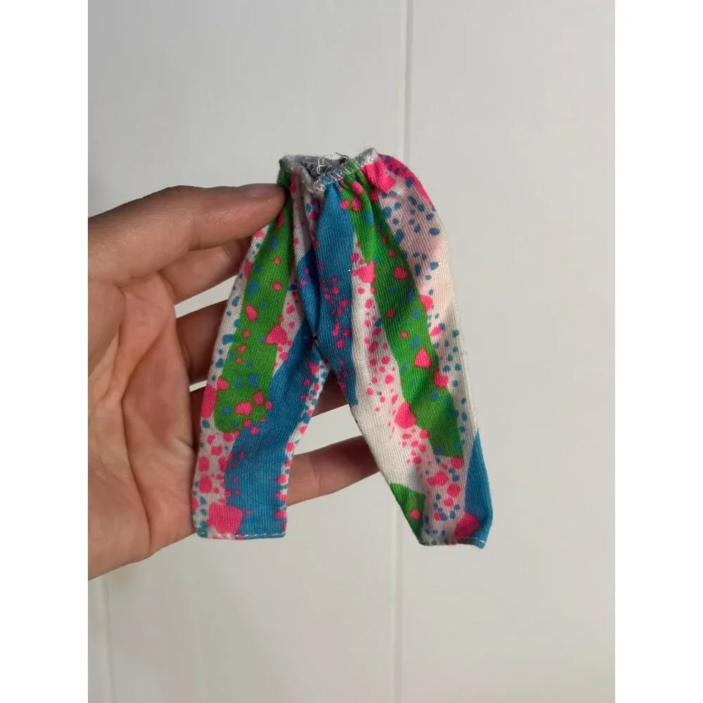 VTG 1980 Barbie Jazzy Abstract Capri Pants Pink Blue Retro Doll Fashion Colorful